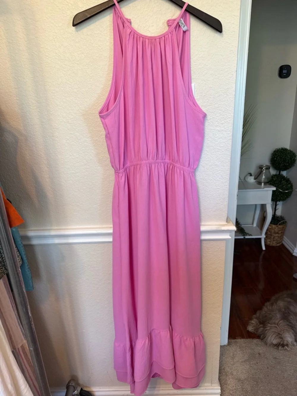 Sleeveless Pink Halter Maxi Dress large 2 Hearts - Picture 4 of 12
